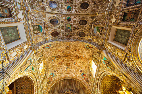 Oaxaca, Mexico-2 December 2018: Landmark Santo Domingo Cathedral interiors in historic Oaxaca city center