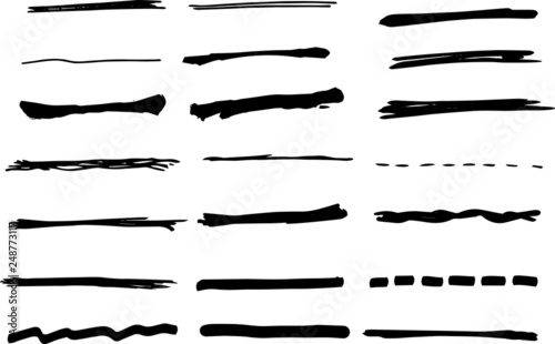 Black analog line drawn by handwriting set