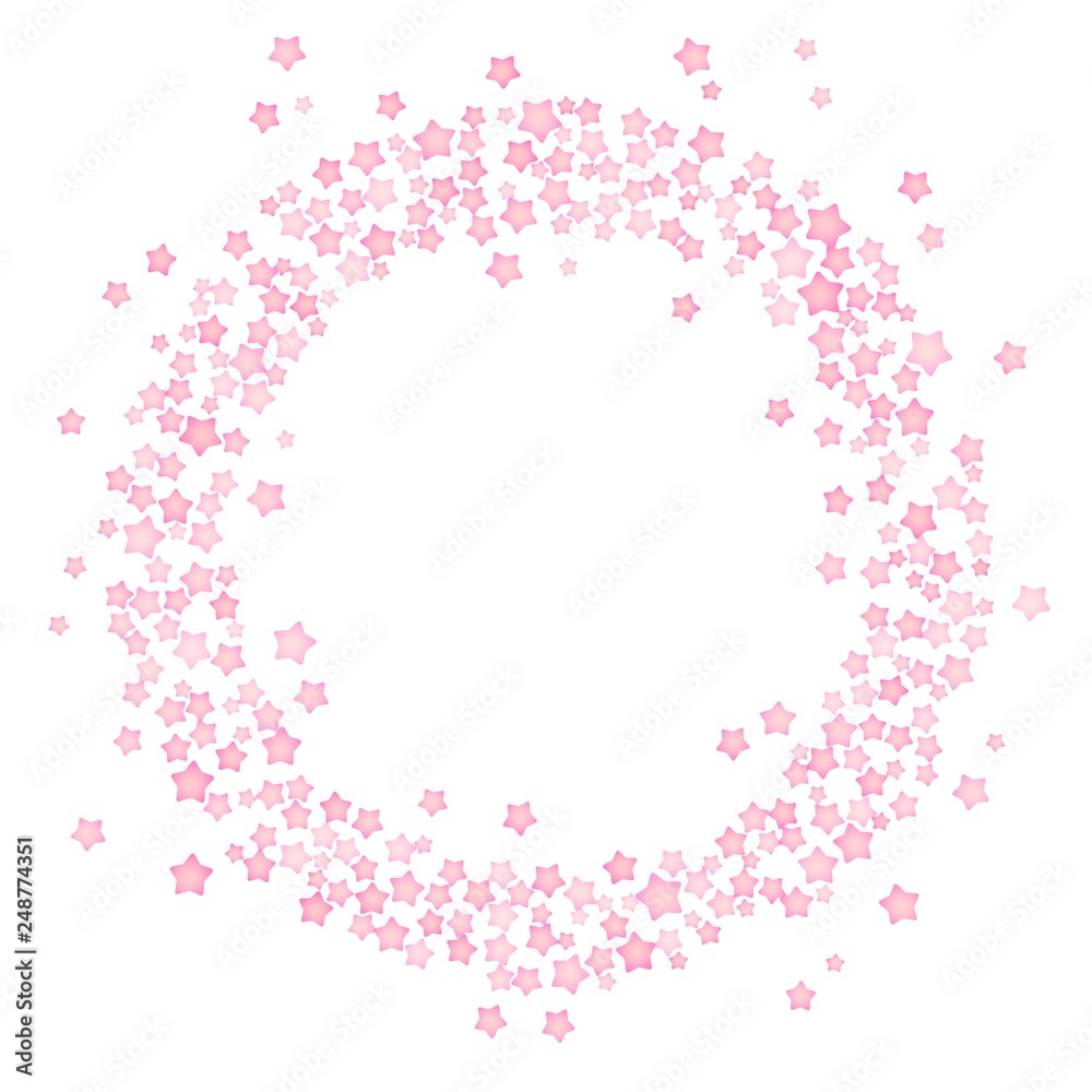 Pink stars in a shape of wreath. Isolated editable vector clip art on white background