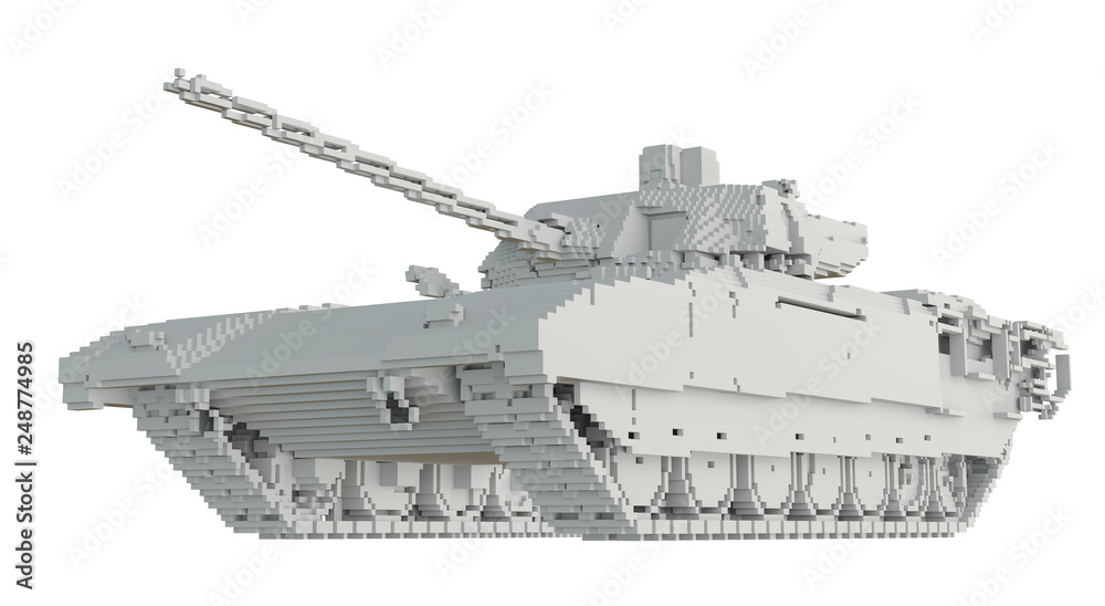 3d printed tank isolated on white background