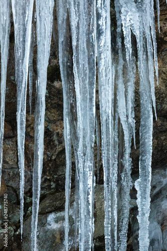 Dramatic patterns in the ice at Blackledge Falls Park, Connecticut.