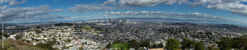 Panoramic San Francisco Aerial Drone from Twin Peaks to Downtown