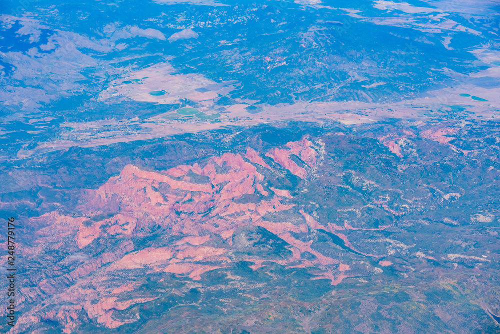 Aerial view of some rural desert area at United States
