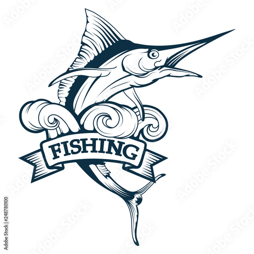 marlin fishing logo. Vector graphics to design.