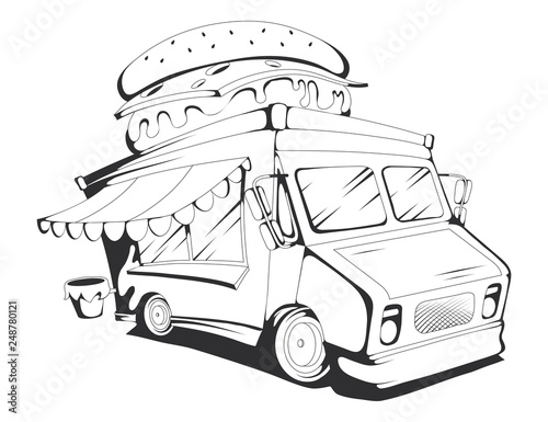 fast food truck. Vector graphics to design.