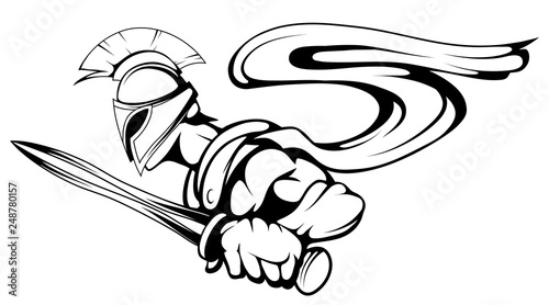 spartan warrior with a sword in his hand, spartan warrior mascot. Vector graphics to design.