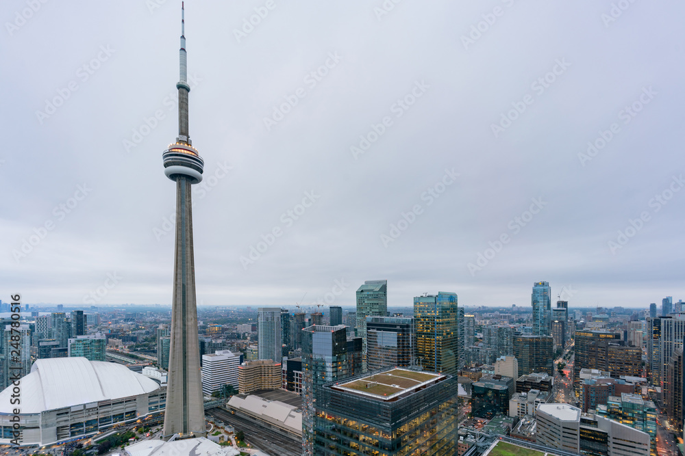 Fototapeta premium Aerial morning view of the Toronto downtown