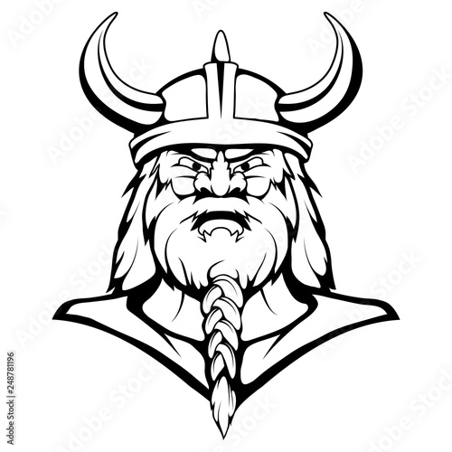 Viking Mascot Graphic, viking head suitable as logo for team mascot, viking warrior in combat helmet