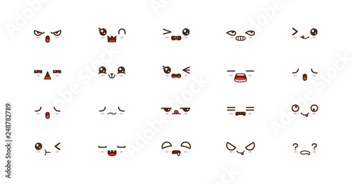 Kawaii smile emoticons. Japanese emoji. set icon © ApoevArt