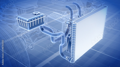 Car structure - Cooling System 3d rendering