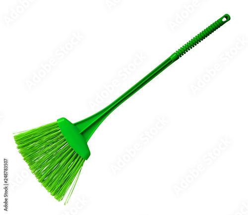 Plastic broom - green