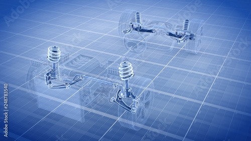 Car structure - Suspension System 3d rendering
