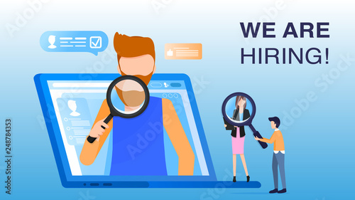 Man Employee Hold Magnifier Appear from Computer