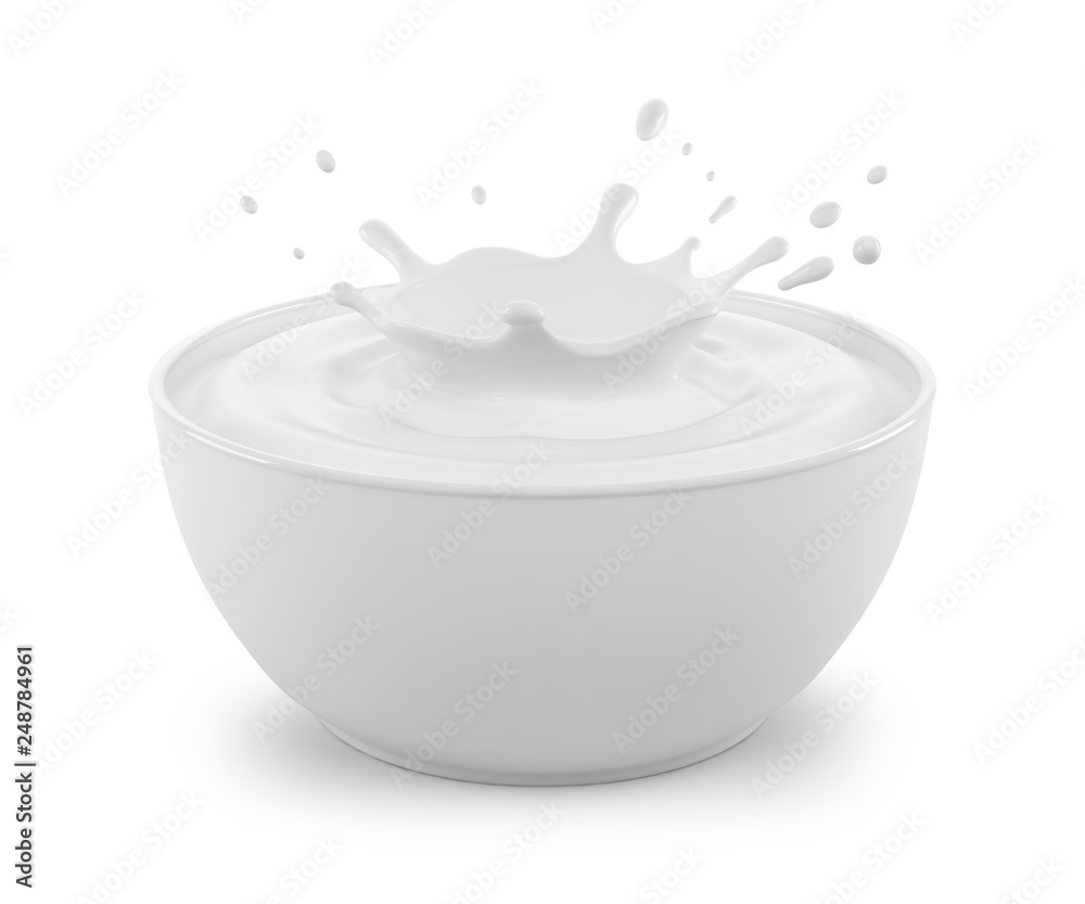 A splash of milk in a white bowl Stock Photo | Adobe Stock