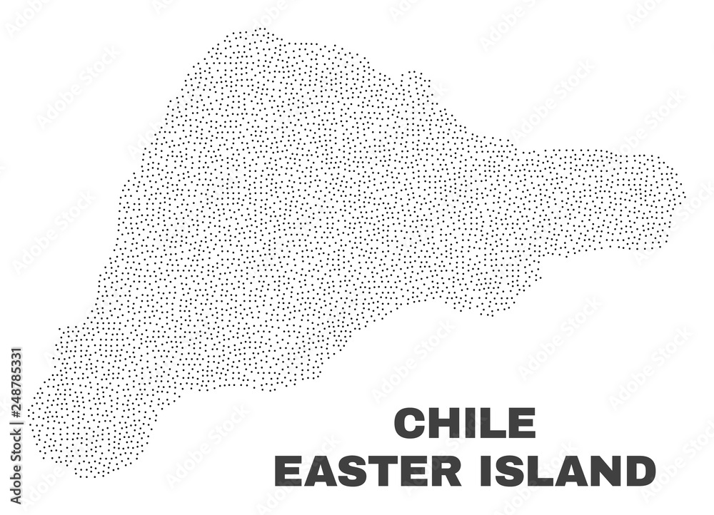 Easter Island map designed with tiny points. Vector abstraction in black color is isolated on a white background. Random tiny points are organized into Easter Island map.