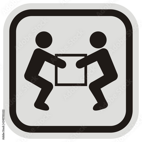warning sign, handling heavy loads, vector icon, black silhouette