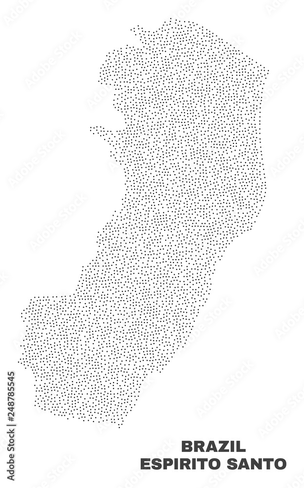 Espirito Santo State map designed with little points. Vector abstraction in black color is isolated on a white background. Scattered little points are organized into Espirito Santo State map.