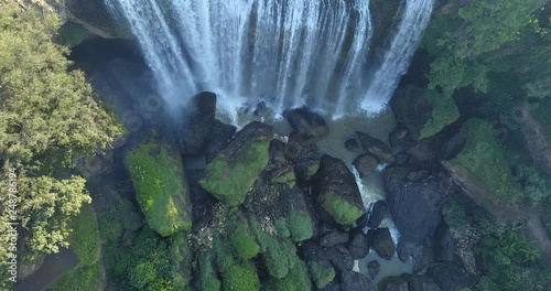 natural waterfall in dalat from aerial view