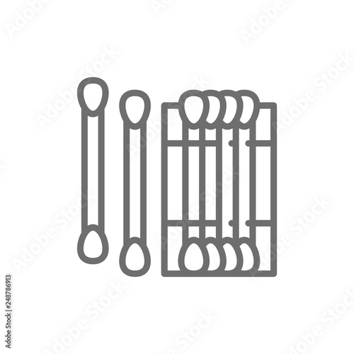 Cotton buds for ears, swabs line icon.
