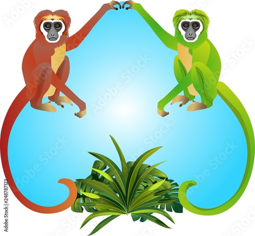 Wildlife concept theme , monkeys   conceptual vector illustartion photo