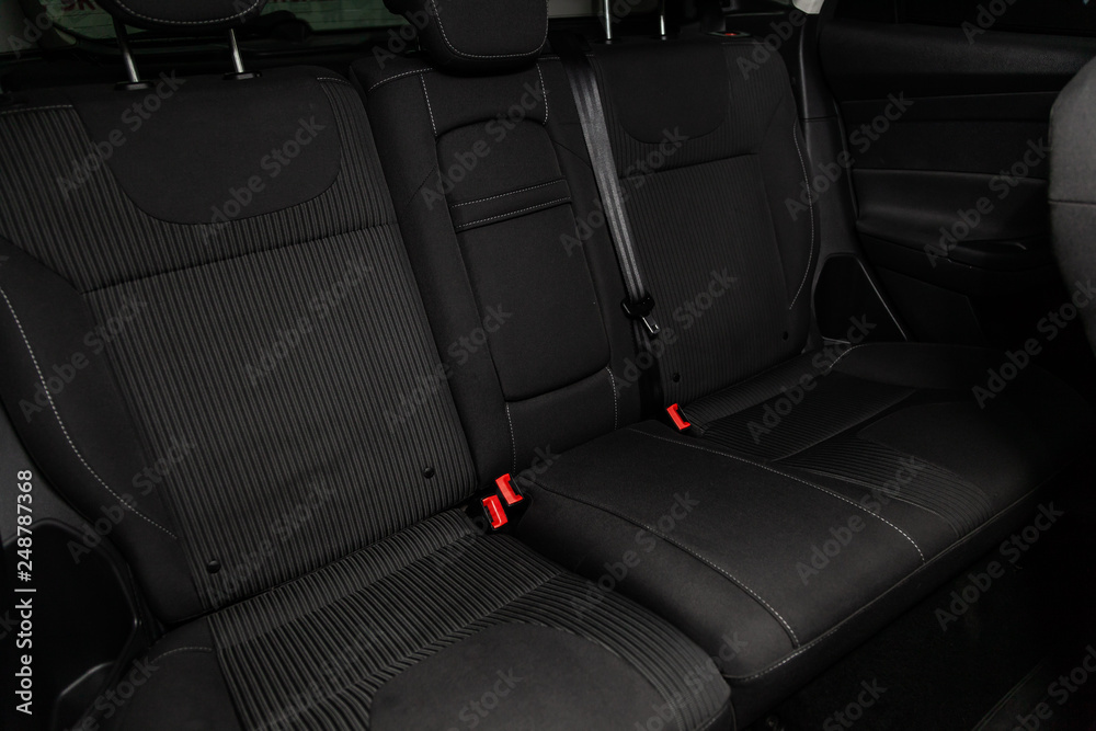 Obraz premium Novosibirsk, Russia - February 01, 2019: Ford Focus, close-up of the rear seats. Photography of a modern car on a parking in Novosibirsk.