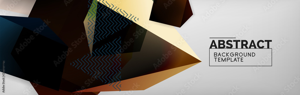 Fototapeta premium Dark color geometric abstract background, 3d shapes