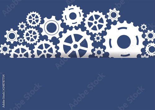 Abstract gear wheel mechanism background. Machine cog technology. Teamwork concept. Vector illustration