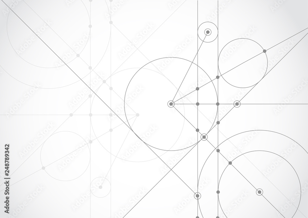 Obraz premium Abstract geometric connecting dots and lines. Connection science and Digital technology background. Molecular structure and communication. Vector illustration