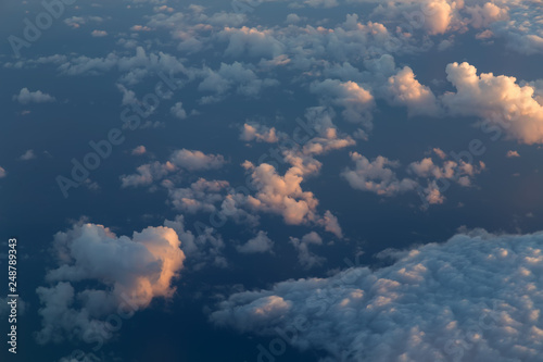 Aerial view of a cloudy sunset