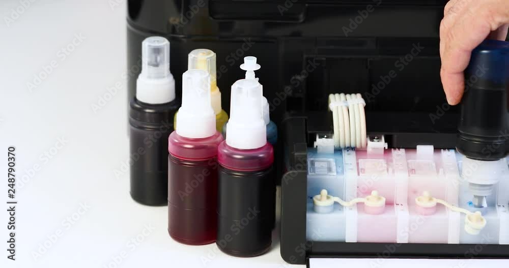 A Men Is Refilling Toner Cartridge 4K Uhd Video A Men Is Refilling Toner Cartridge 4K Uhd Video