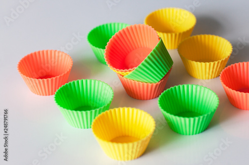 Multi-colored silicone molds for cupcakes