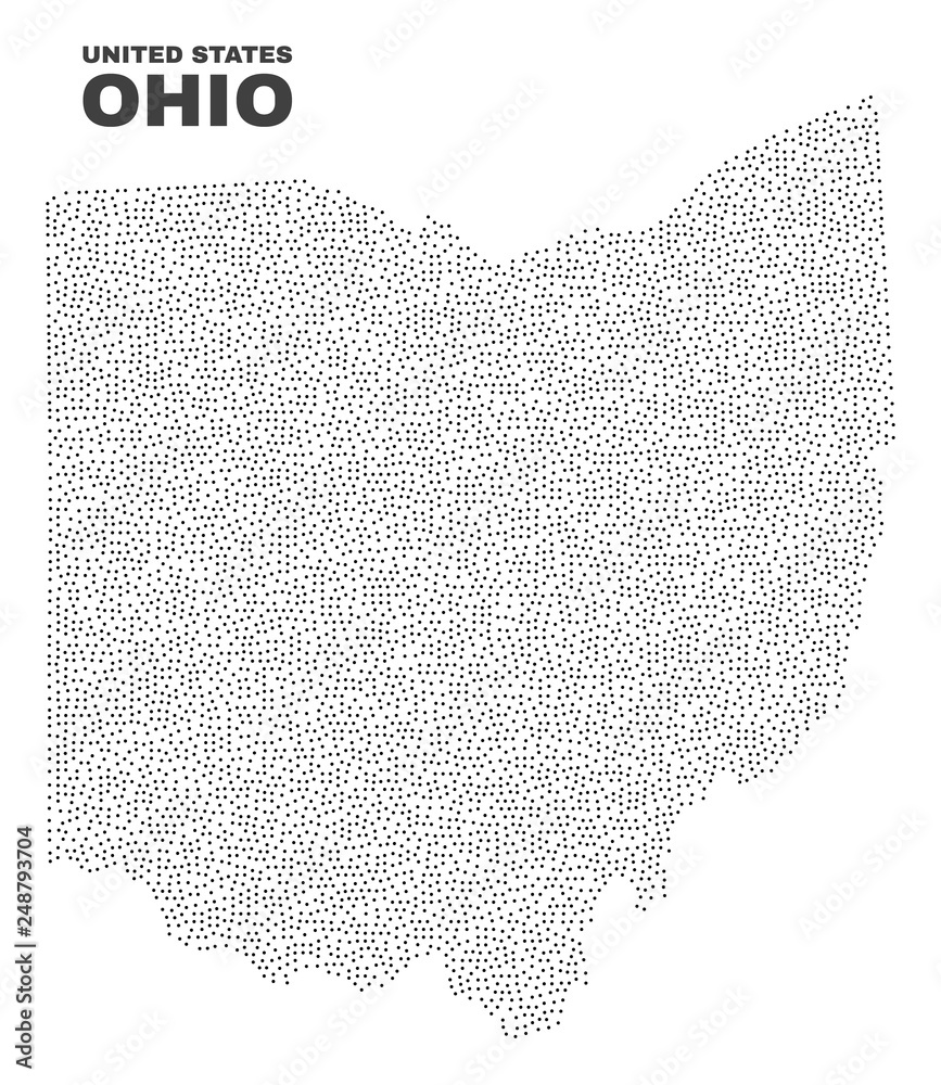 Ohio State map designed with little dots. Vector abstraction in black ...