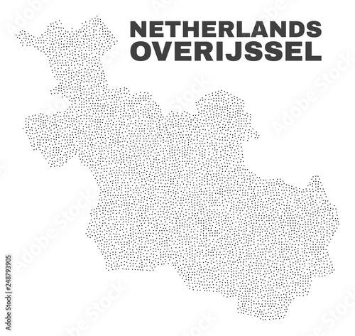 Overijssel Province map designed with small points. Vector abstraction in black color is isolated on a white background. Scattered small points are organized into Overijssel Province map. photo