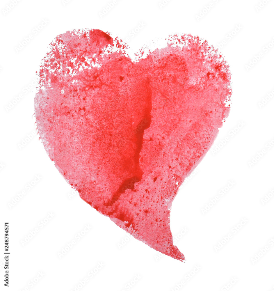 Red heart shaped print on white background.