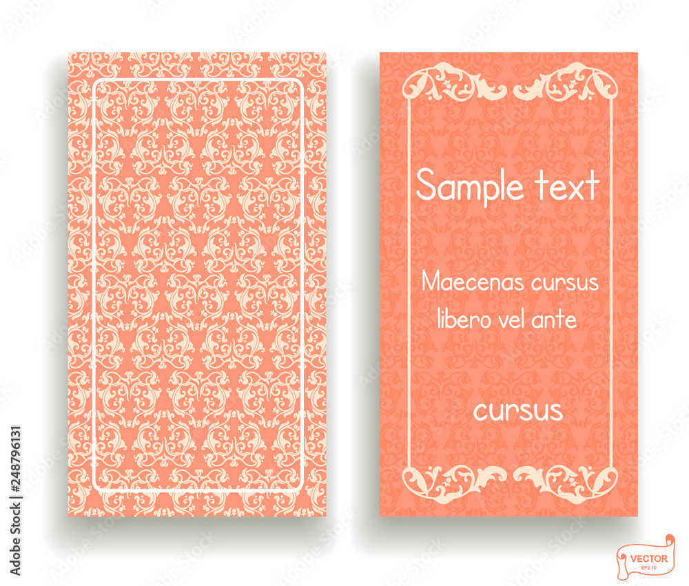 Fototapeta premium Visiting and business card set with scrolls.
