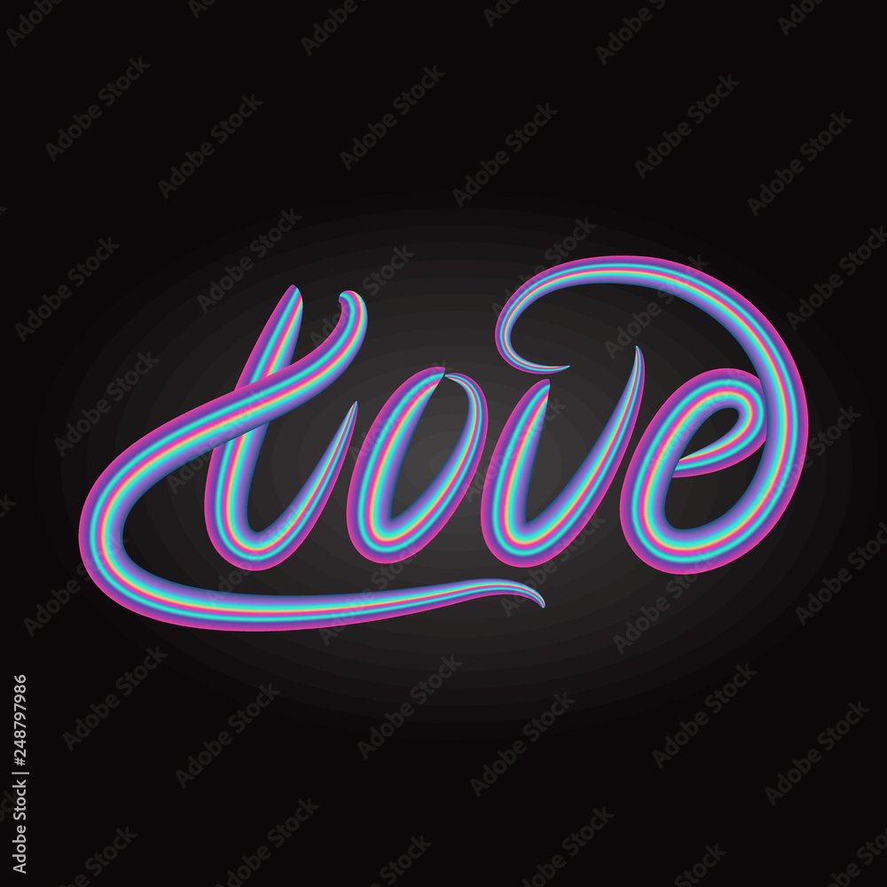 Fotografie Love lettering word design. Vector illustration.