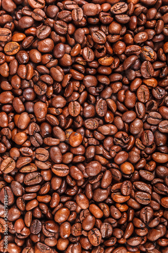 Grains of roasted coffee as a background