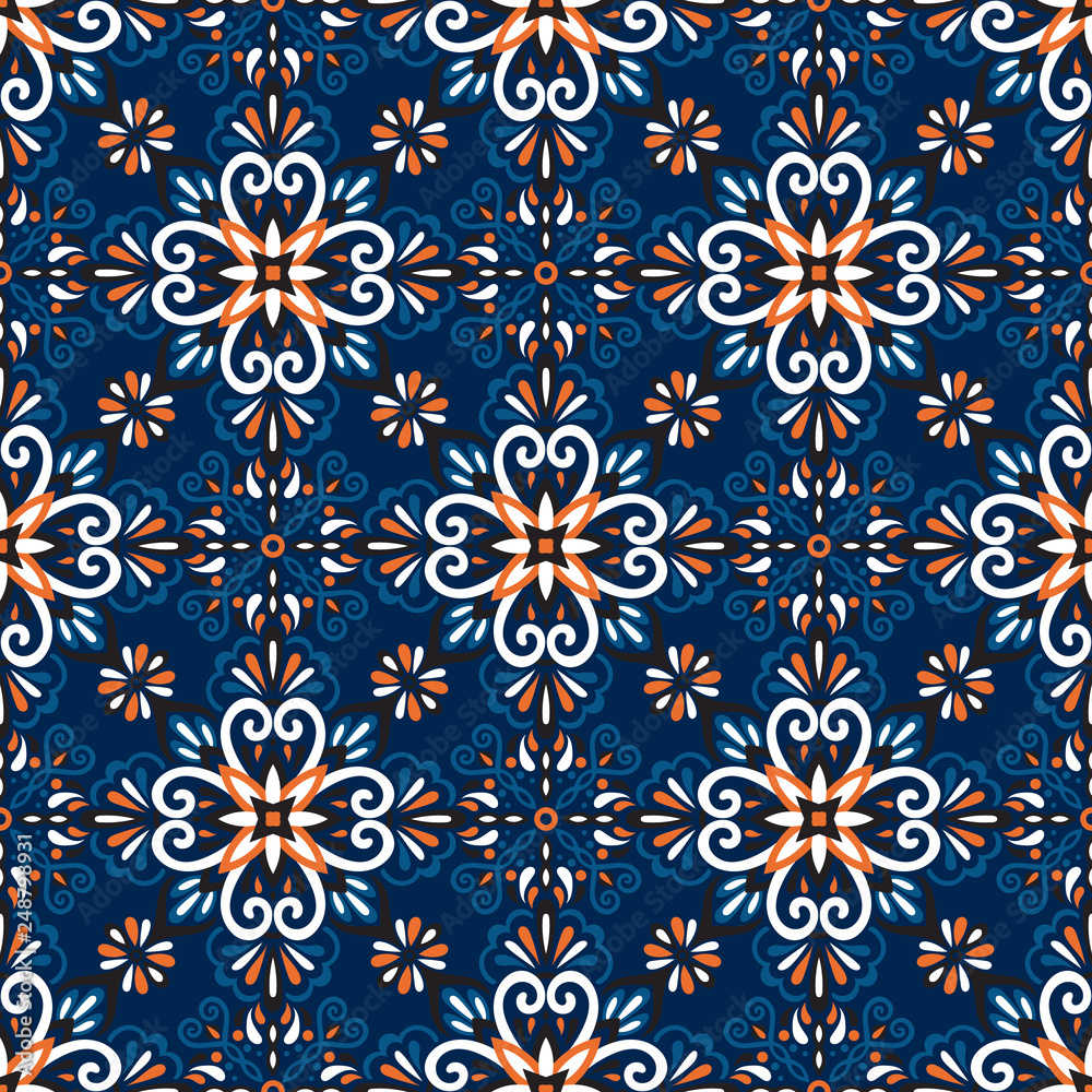 Azulejo Tile Vector Seamless Pattern Azulejo Tile Vector Seamless Pattern