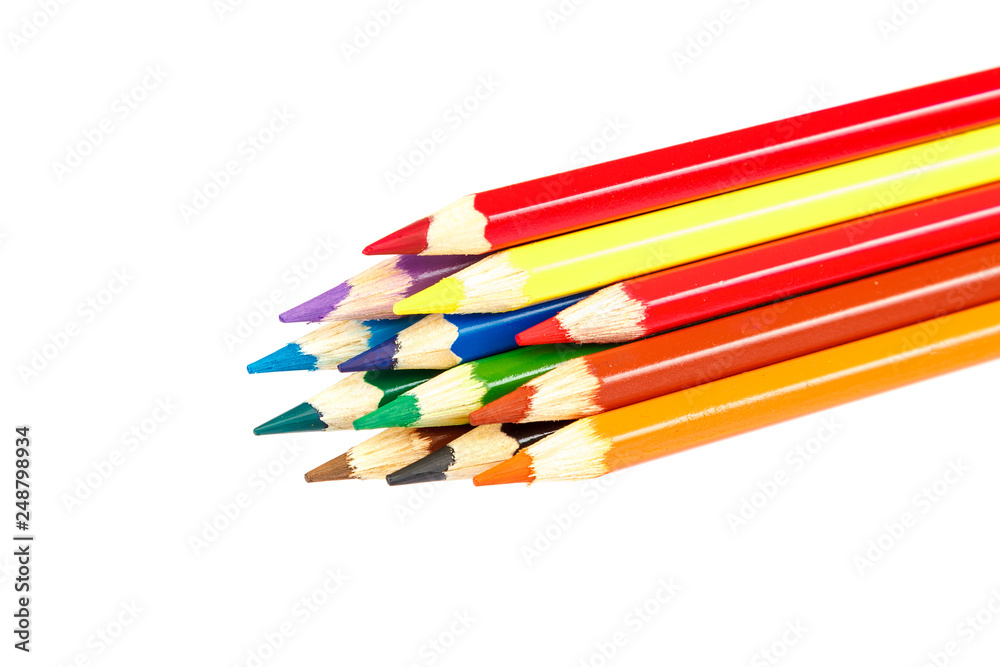 Colored pencils isolated on a white background. Colored pencils isolated on a white background.