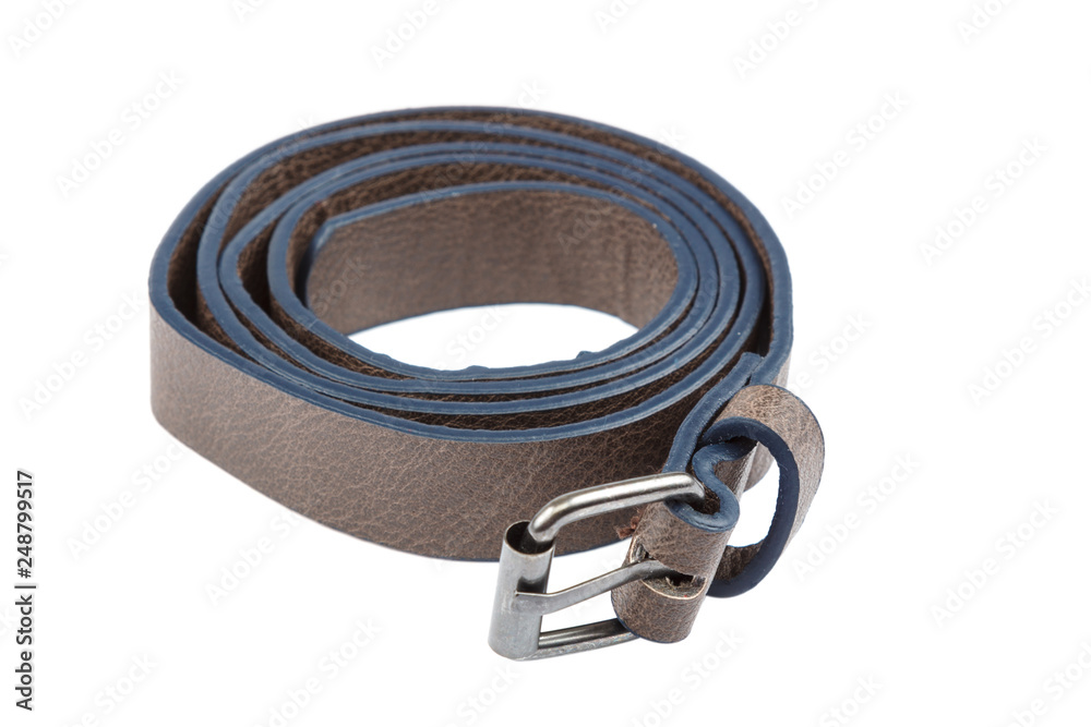 Stylish leather belt isolated on white background Stylish leather belt isolated on white background