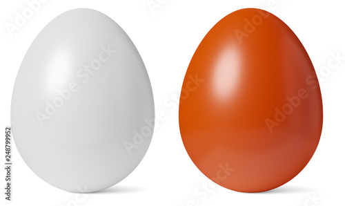 Painted chicken eggs whith shadows isolated on white