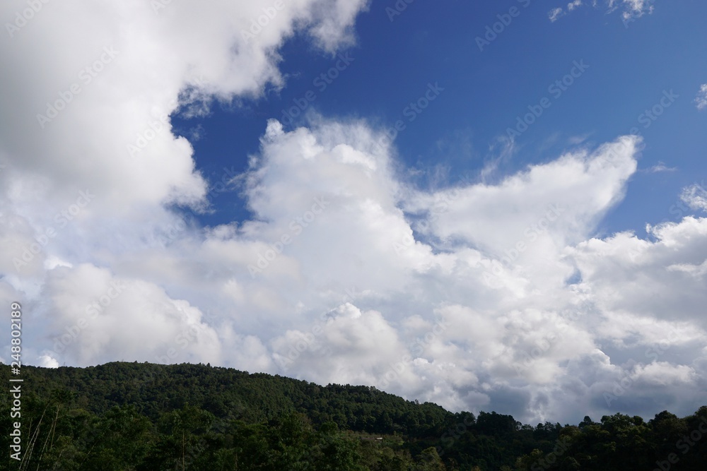 Beautiful landscape on mountain with sky and cloud, peace and relaxation, pictured from Space for text in template Beautiful landscape on mountain with sky and cloud, peace and relaxation, pictured from Space for text in template