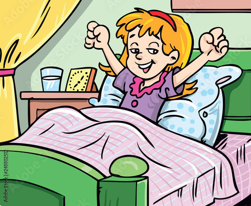 little girl waking up
