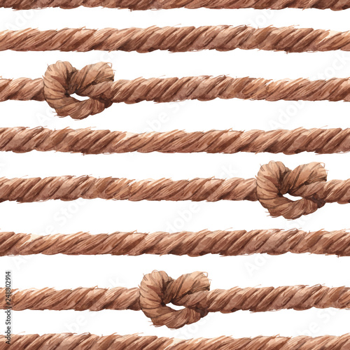 Watercolor rope fishing net vector pattern