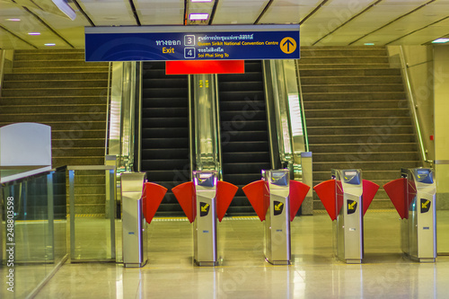 Photography Bangkok, Thailand - February 22, 2017: View of barrier gate for access in to Sil