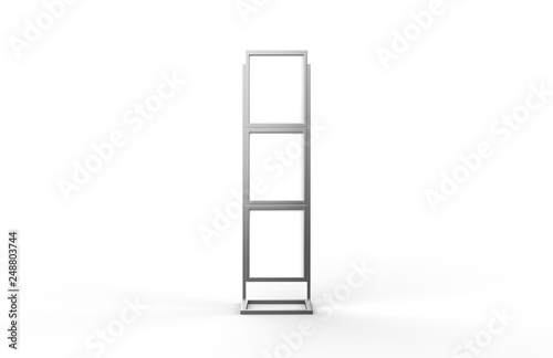 Free standing poster display holder metal stand  mock up template on isolated white background  ready for design presentation  3d illustration