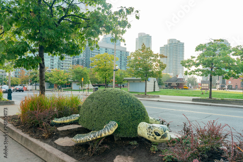 Canvas Print Turtle shape bush gardening in downtown