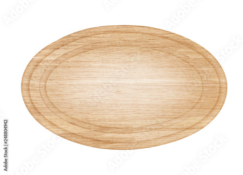 empty Oval wooden sign  isolated on white background