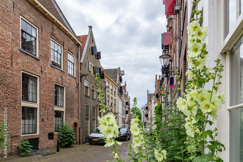 Beautiful old buildings in the historic Deventer, mensstraat - Netherlands photo