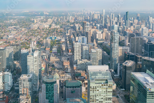 Aerial morning view of the Toronto downtown